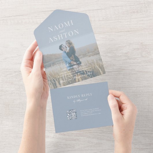 Frans Blauw | Penseelbedekte bruiloft All In One Uitnodiging (Afscheurbaar)