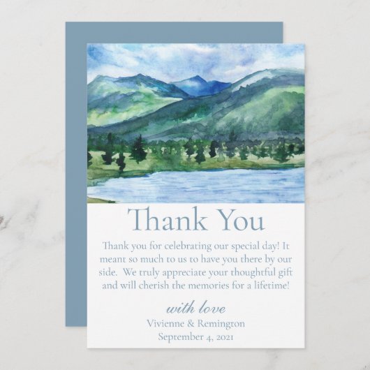 Frans Blauw Serene Waterverf Meer Bedankkaart (Voorkant / Achterkant)