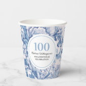 Frans Blauw Toile 100e verjaardag viering Papieren Bekers (Voorkant)