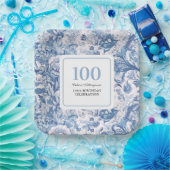Frans Blauw Toile 100e verjaardag viering Papieren Bordje (Feest)