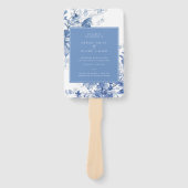 Frans Blauw Toile Bloemen Trouwprogramma Handwaaier (Voorkant)