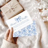 Frans Blauw Toile Bow Baby shower Luier Raffle Informatiekaartje