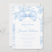 Frans Blauw Toile Bow Stropdas Boho Baby Boy Showe Kaart (Voorkant)