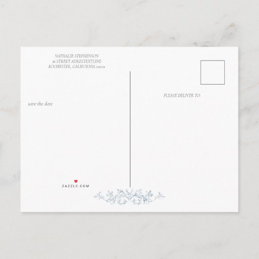 Frans Blauw Trouwen Lijst Save the Date Aankondigingskaart (Achterkant)