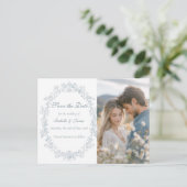 Frans Blauw Trouwen Lijst Save the Date Aankondigingskaart (Staand voorkant)