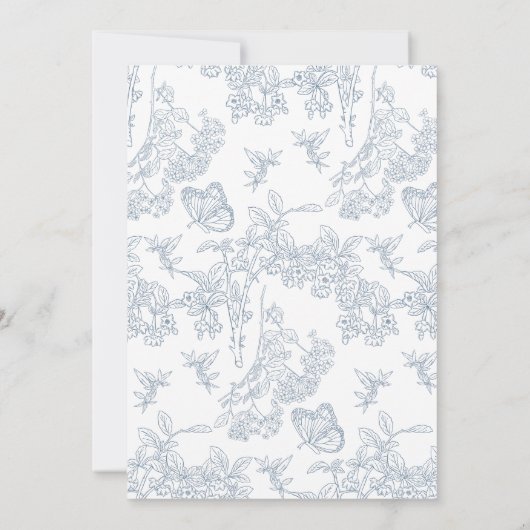 Frans Blauw Victoriaans Bloemen Crest Vrijgezellen Kaart (Achterkant)