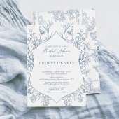 Frans Blauw Victoriaans Bloemen Crest Vrijgezellen Kaart