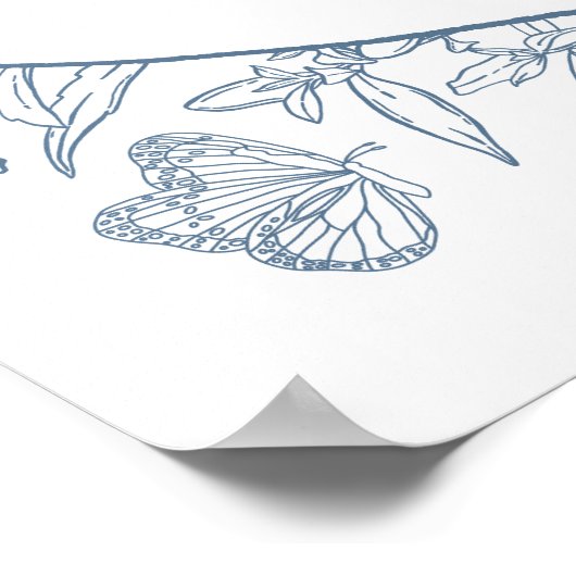 Frans Blauw Victoriaans Bloemen Vrijgezellenfeest Poster (Hoek)