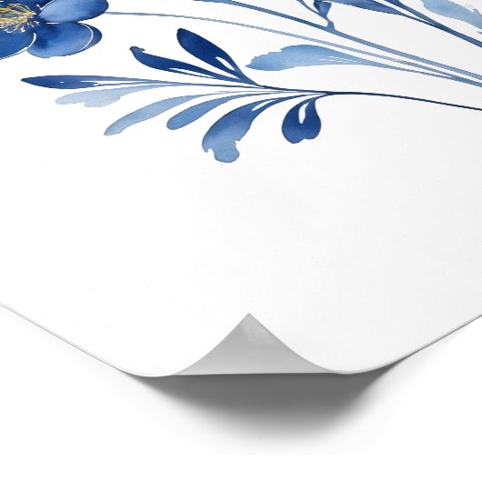Frans Blauw Waterverf Bloemen Botanicals Poster (Hoek)