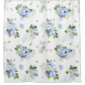 Frans Blauw| White Shower Curtain|Farmhouse Floral Douchegordijn (Voorkant)