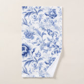 Frans Blauw Wit Bloemen Toile Patroon Gift Bad Handdoek (Handdoek)