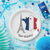 Frans Blauw Wit Rood Thema voor Verjaardagsfeest Papieren Bordje (Feest)