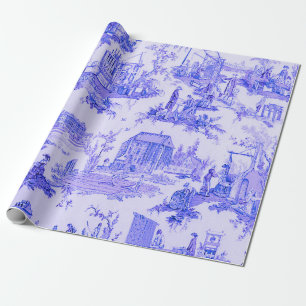 Frans Blauw Wit Toile Chinoiserie Decoupage Cadeaupapier