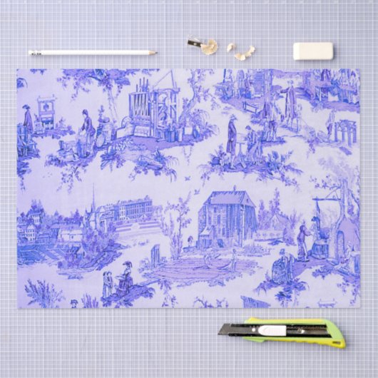 Frans Blauw Wit Toile Chinoiserie Decoupage Tissuepapier (Craft)