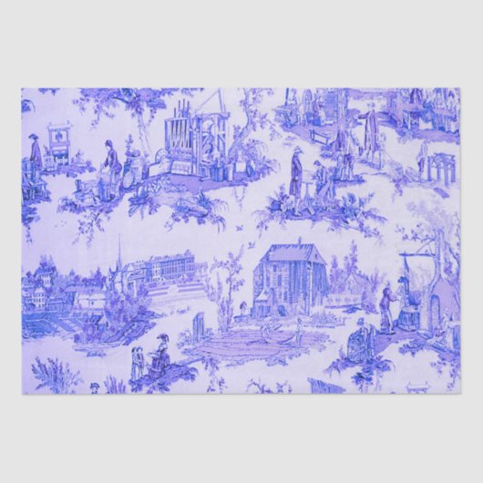 Frans Blauw Wit Toile Chinoiserie Decoupage Tissuepapier (Voorkant)