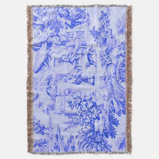 Frans Blauw Wit Toile Chinoiserie Rustieke stijl Deken (Voorkant Verticaal)