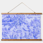 Frans Blauw Wit Toile Chinoiserie Rustieke stijl Hangend Wandkleed (Voorkant)