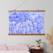 Frans Blauw Wit Toile Chinoiserie Rustieke stijl Hangend Wandkleed (Slaapkamer)