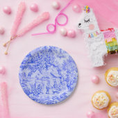 Frans Blauw Wit Toile Chinoiserie Rustieke stijl Papieren Bordje (Feest)