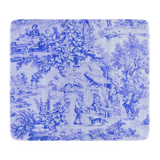 Frans Blauw Wit Toile Chinoiserie Rustieke stijl Snijplank (Voorkant)