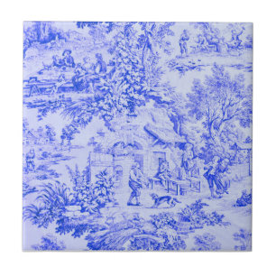 Frans Blauw Wit Toile Chinoiserie Rustieke stijl Tegeltje