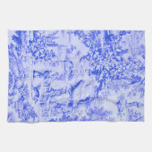 Frans Blauw Wit Toile Chinoiserie Rustieke stijl Theedoek (Horizontaal)