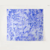 Frans Blauw Wit Toile Chinoiserie Rustieke stijl Wandkleed (Voorkant (horizontaal))