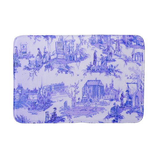 Frans Blauw Wit Toile Chinoiserie Style Rustiek Badmat (Voorkant)
