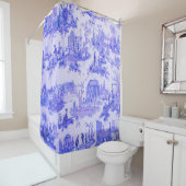 Frans Blauw Wit Toile Chinoiserie Style Rustiek Douchegordijn (In situ)