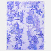 Frans Blauw Wit Toile Chinoiserie Style Rustiek Fleece Deken (Voorkant)