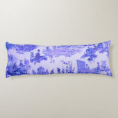 Frans Blauw Wit Toile Chinoiserie Style Rustiek Lichaamskussen (Achterkant)