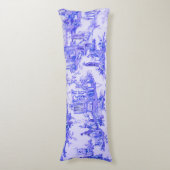 Frans Blauw Wit Toile Chinoiserie Style Rustiek Lichaamskussen (Voorkant Verticaal)