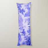 Frans Blauw Wit Toile Chinoiserie Style Rustiek Lichaamskussen (Achterkant (Verticaal))