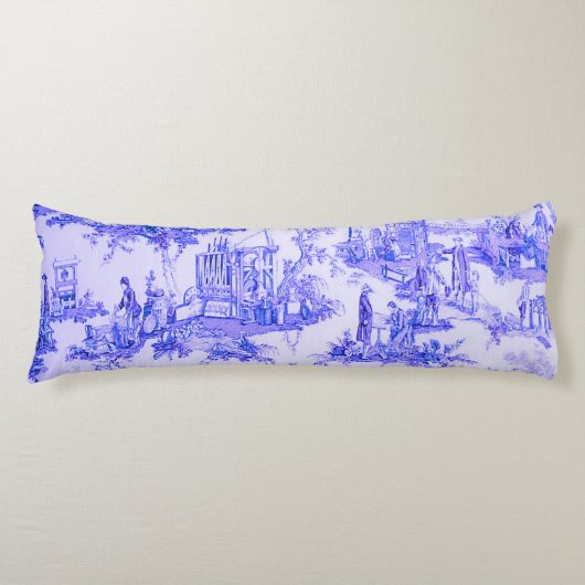 Frans Blauw Wit Toile Chinoiserie Style Rustiek Lichaamskussen (Voorkant)