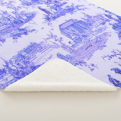 Frans Blauw Wit Toile Chinoiserie Style Rustiek Sherpa Deken (3/4)