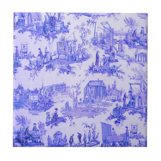Frans Blauw Wit Toile Chinoiserie Style Rustiek Tegeltje (Voorkant)