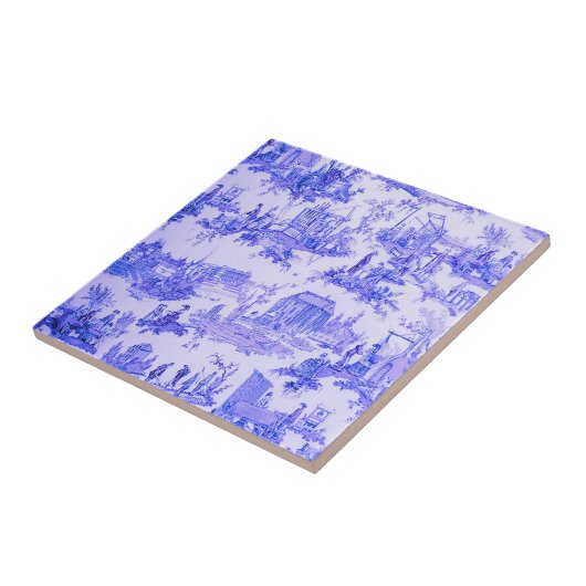 Frans Blauw Wit Toile Chinoiserie Style Rustiek Tegeltje (Zijkant)