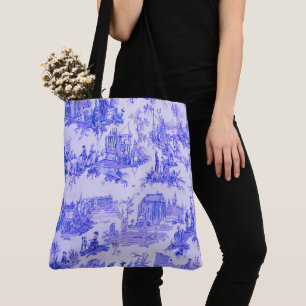 Frans Blauw Wit Toile Chinoiserie Style Rustiek Tote Bag