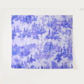 Frans Blauw Wit Toile Chinoiserie Style Rustiek Wandkleed (Voorkant (horizontaal))