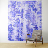 Frans Blauw Wit Toile Chinoiserie Style Rustiek Wandkleed (In situ)