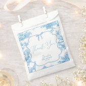 Frans Blauw Wit Toile de Jouy Beer Baby shower Bedankzakje (Geknipt)