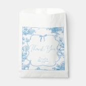 Frans Blauw Wit Toile de Jouy Beer Baby shower Bedankzakje (Voorkant)
