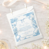 Frans Blauw Wit Toile de Jouy Beer Baby shower Bedankzakje (Geknipt)