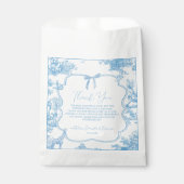 Frans Blauw Wit Toile de Jouy Beer Baby shower Bedankzakje (Voorkant)