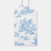 Frans Blauw Wit Toile de Jouy Beer Baby shower Cadeaulabel (Achterkant)