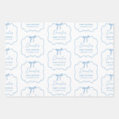 Frans Blauw Wit Toile de Jouy Beer Baby shower Inpakpapier Vel (Voorkant 2)