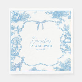 Frans Blauw Wit Toile de Jouy Beer Baby shower Servet