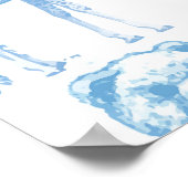 Frans Blauw Wit Toile de Jouy Beer Baby Welkom Poster (Hoek)