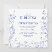 Frans Blauw & Wit Victoriaans Bloemen Baby in Bloe Kaart (Voorkant)