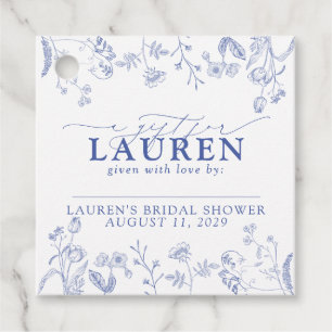 Frans Blauw & Wit Victoriaans Douche Bedankjes Labels